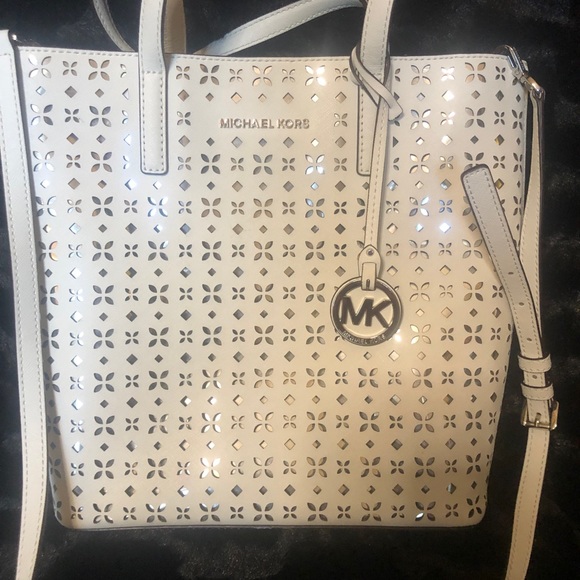 Michael Kors Handbags - Michael Kors White and Silver Large Purse